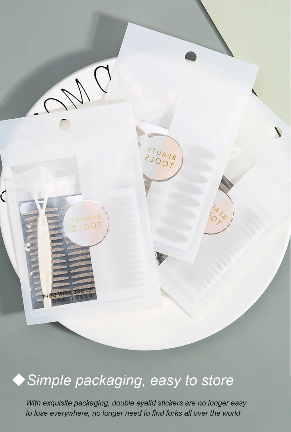 شرائط لاصقة جفن مزدوجة غير مرئية من LuxuryGlow - ملصقات طبيعية لرفع العين (شفاف/بيج)
