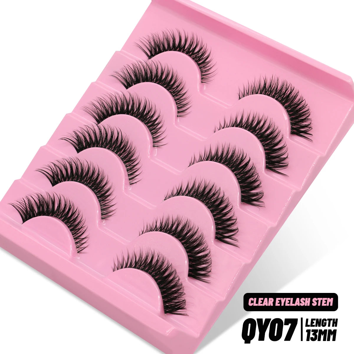 GROINNEYA Cat Eye Wispy Lashes – 5/6 Pairs Clear Band Natural 6D Eyelash Extensions