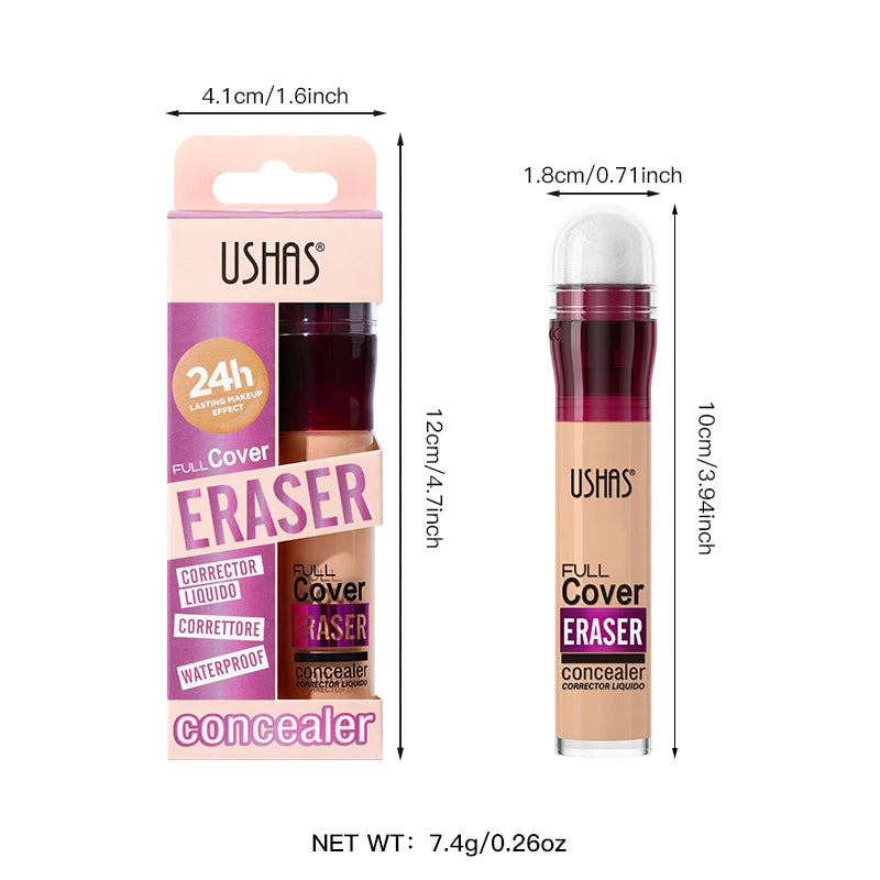USHAS 12-Color Liquid Concealer with Rotating Sponge – Lightweight, Long-Lasting & Moisturizing Foundation