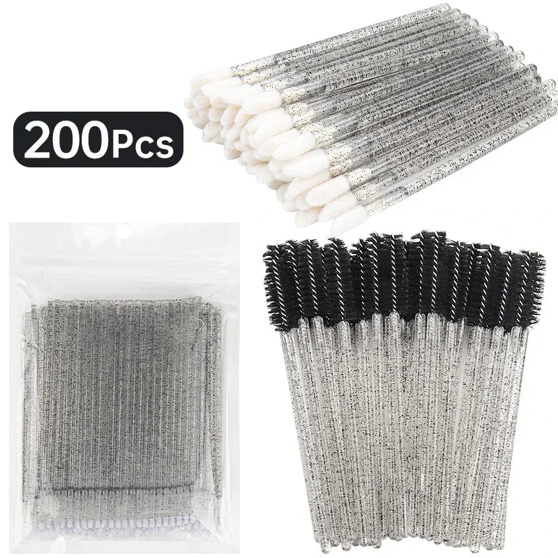 RUZOFO 200pcs Disposable Lash Brushes & Applicators Kit – Spoolies, Lip Wands, Micro Swabs