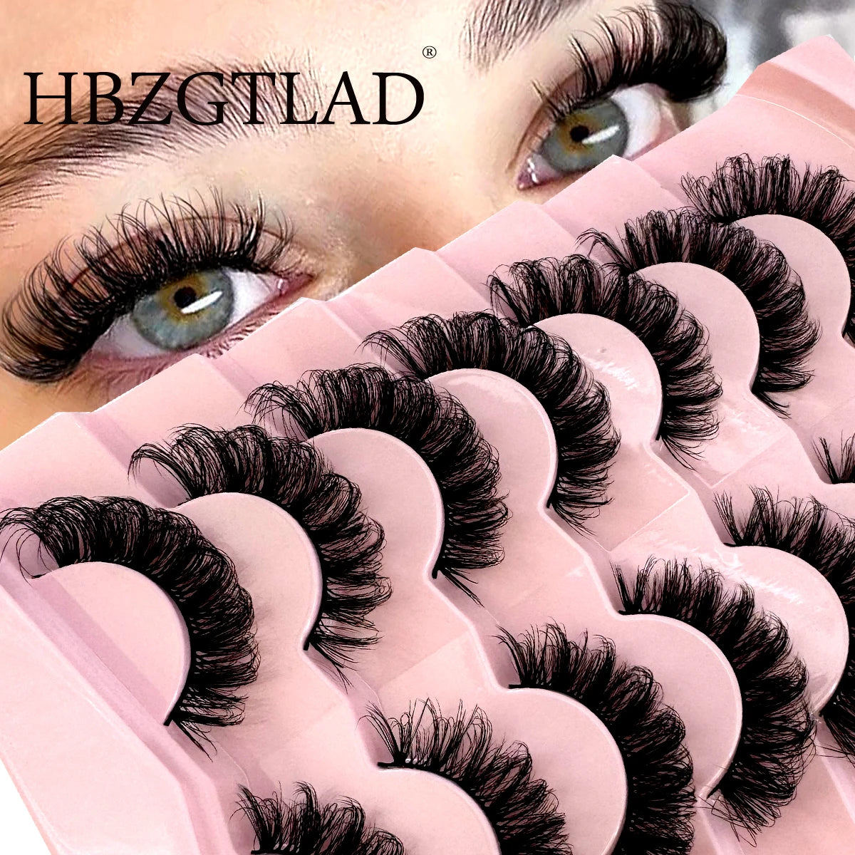 ٧ أزواج من رموش المنك الروسية الرقيقة ثلاثية الأبعاد من HBZGTLAD - وصلات رموش طبيعية متقاطعة