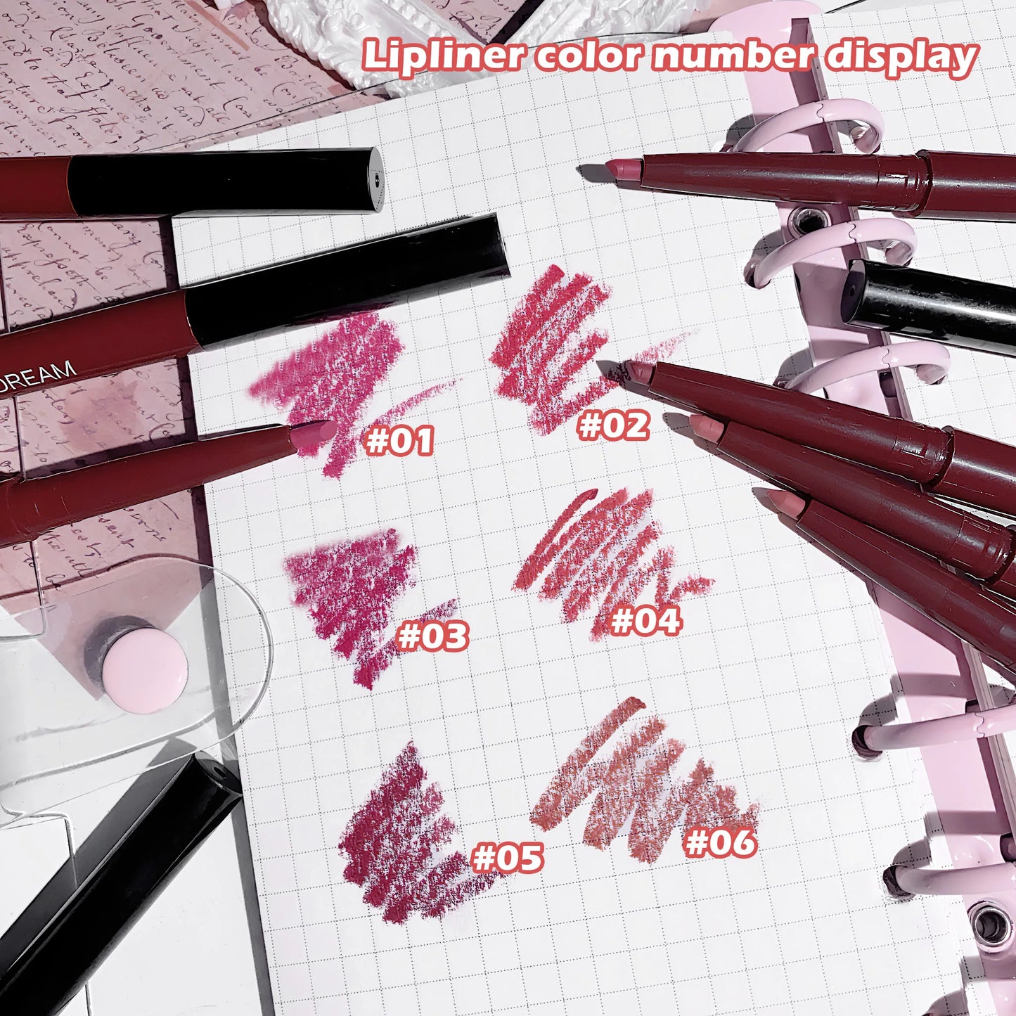 JUJU DREAM 6-Color Matte Lip Liner & Lipstick Pencil Set – 2-in-1 Waterproof, Long-Lasting, Smudge-Proof