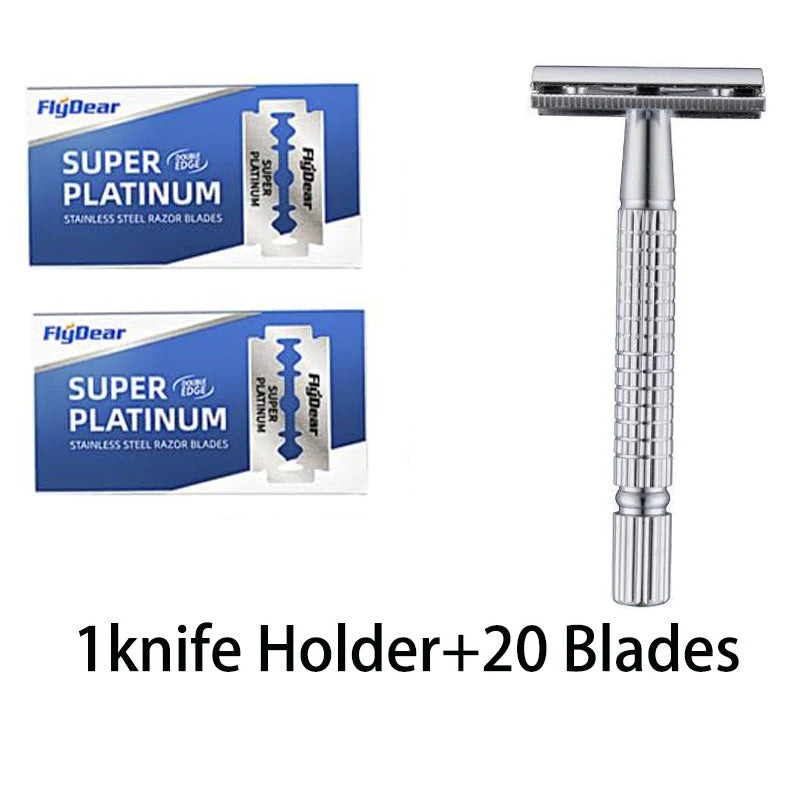 LuxuryGlow Stainless Steel Double-Blade Safety Razor – Manual Shaving Razor for Men