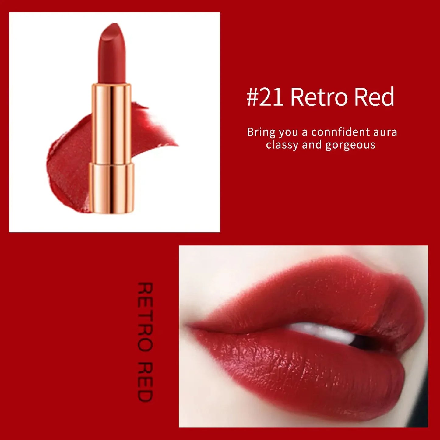 LUXURYTO - Juego de 3 labiales mate con bolsa plateada - Duraderos y resistentes al agua
