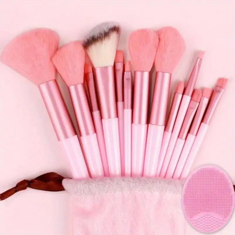 Juego de brochas de maquillaje suaves profesionales LuxuryGlow: 13, 14, 15 y 16 piezas para base, sombras de ojos, polvos y kabuki.