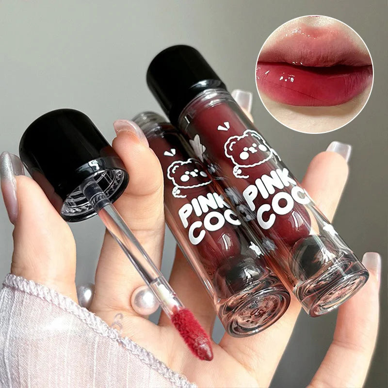PINKCOCO Mirror Lip Glaze: brillo nude de larga duración con brillo iluminador