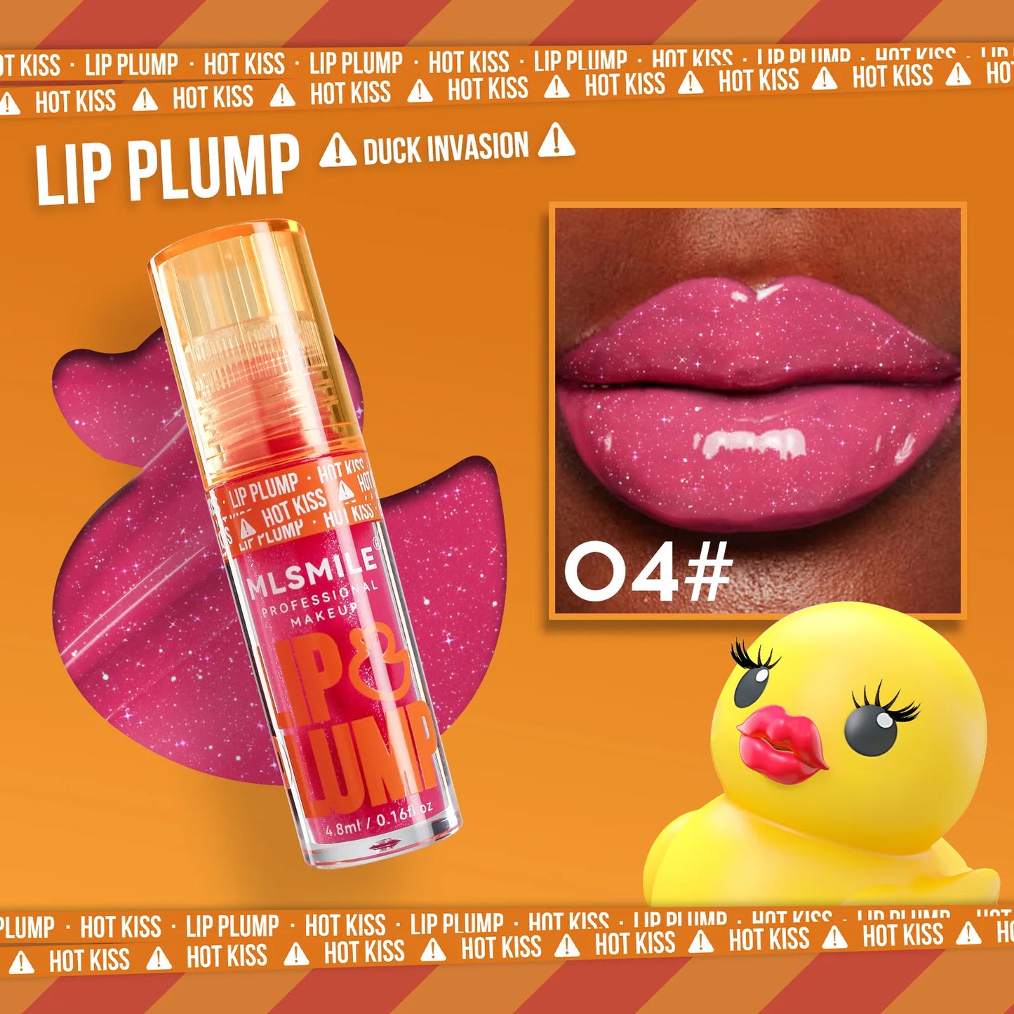 MLSMILE Aceite hidratante para labios con efecto voluminizador de pato: brillo hidratante de larga duración