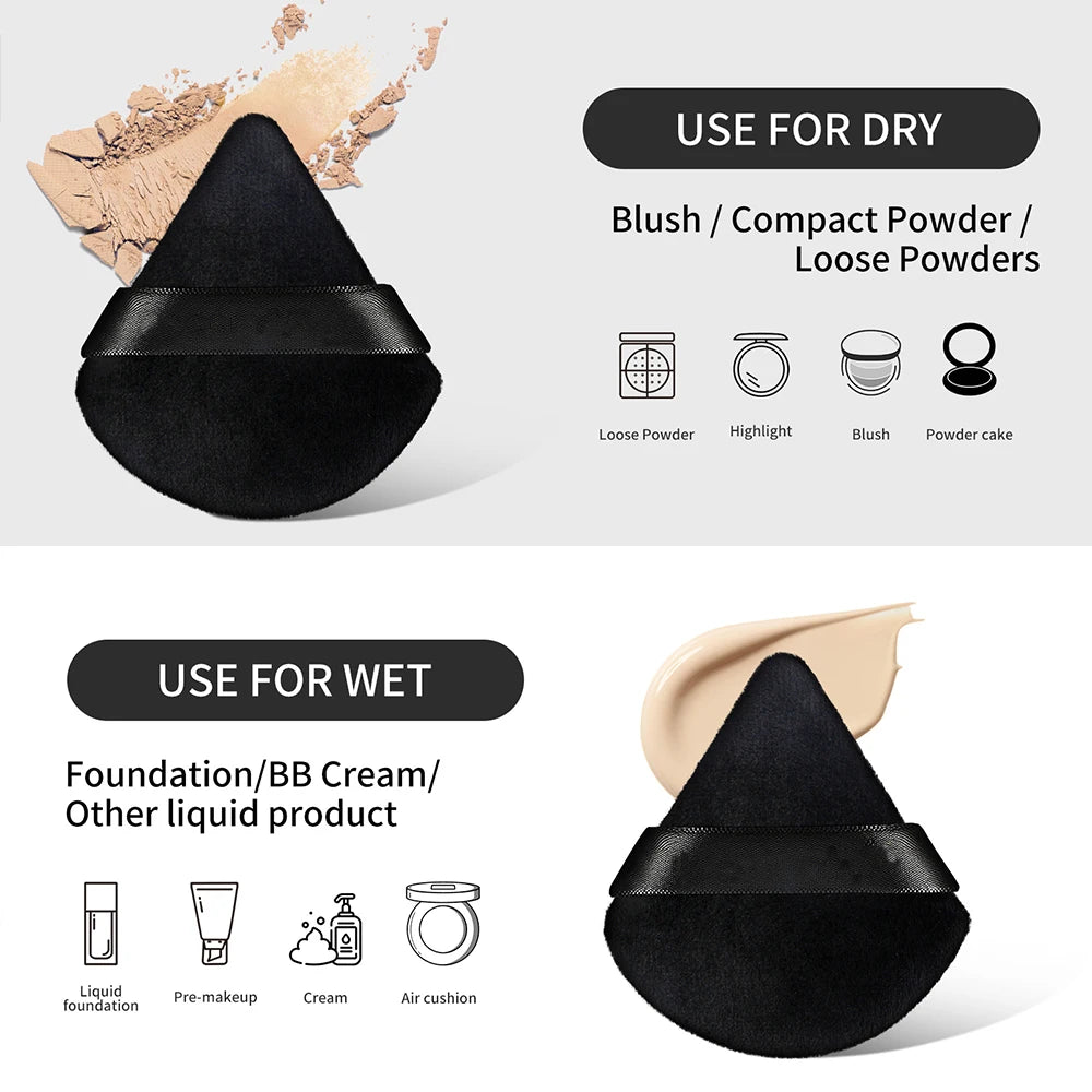 MAANGE 10/12 Pcs Soft Triangle Powder Puff for Wet & Dry Makeup Use