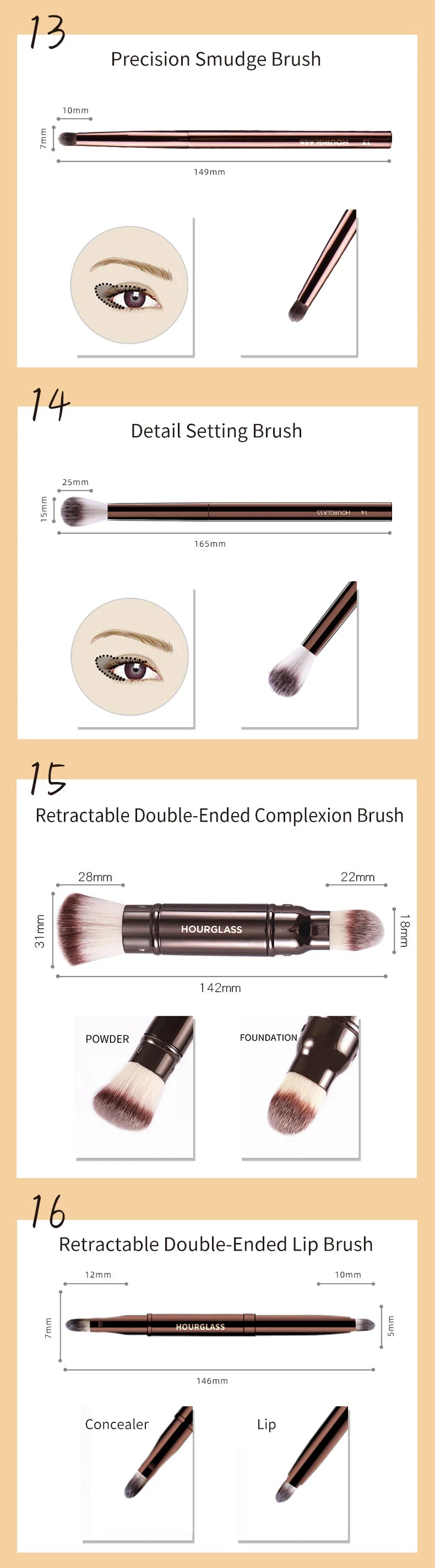 Hourglass Multi-Use Professional Makeup Brush – Powder, Foundation, Concealer, Blush, Bronzer & Eye Makeup