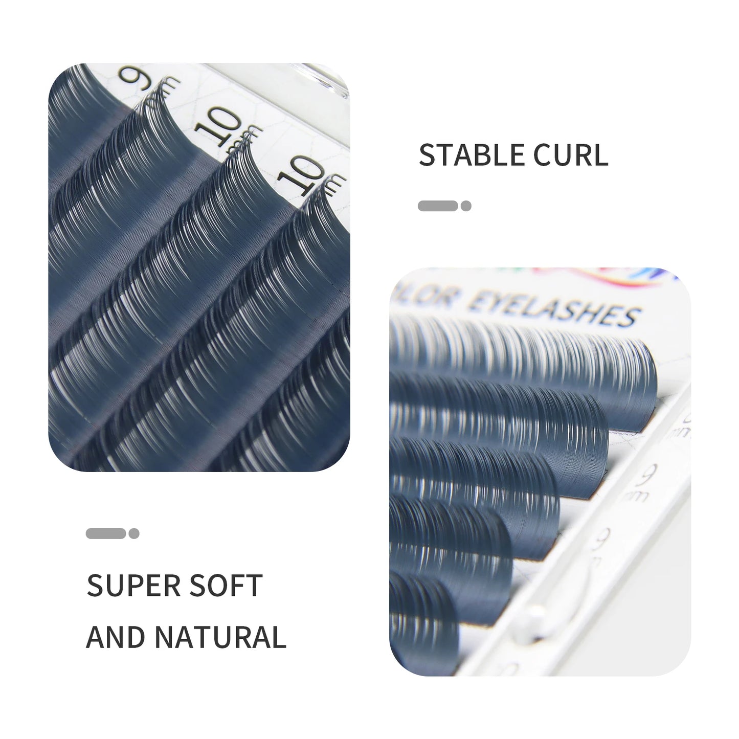 GLAMLASH Morandi Grey Colored Lash Extensions – Natural Individual Eyelashes