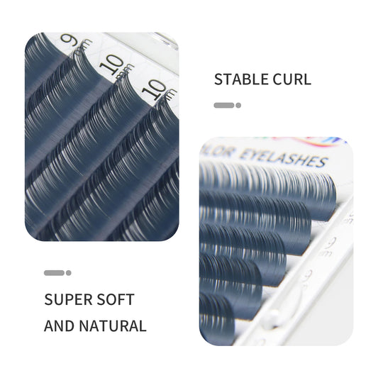 Extensiones de pestañas GLAMLASH Morandi de color gris: pestañas individuales naturales