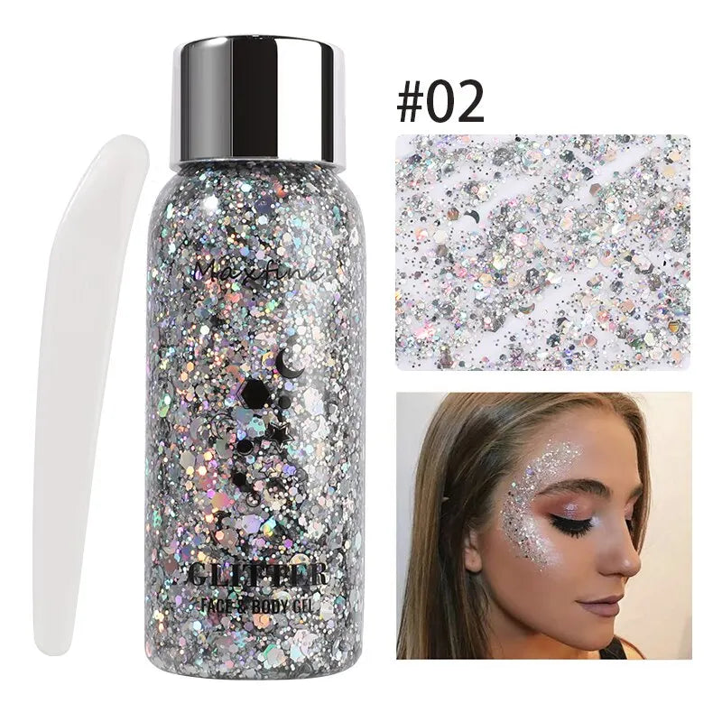 MAXFINE Full Body Glitter Gel – Long-Lasting Eye, Hair & Body Sparkle