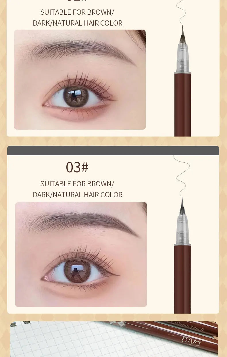 BIYA 0.01mm Ultra Fine Eyebrow Pen – Waterproof, Smudge-Proof & Natural Finish by BIYA