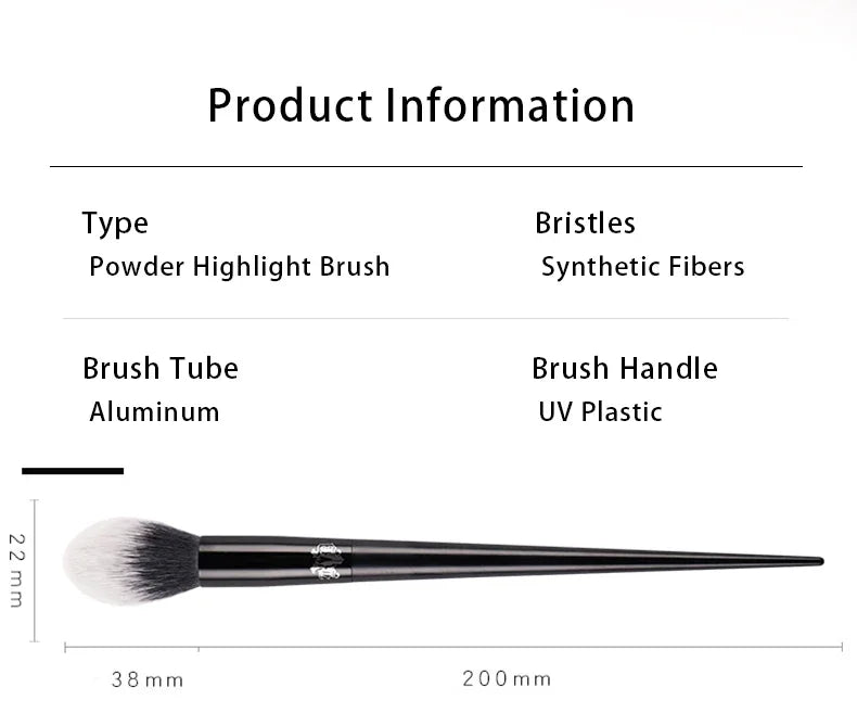 LuxuryGlow Soft Highlight Makeup Brush – Synthetic Fiber Bristles & Sleek Black Handle for Flawless Glow
