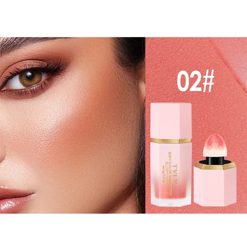 LuxuryGlow 4-Color Matte Liquid Blush | Long-Lasting Waterproof Blush with Sponge