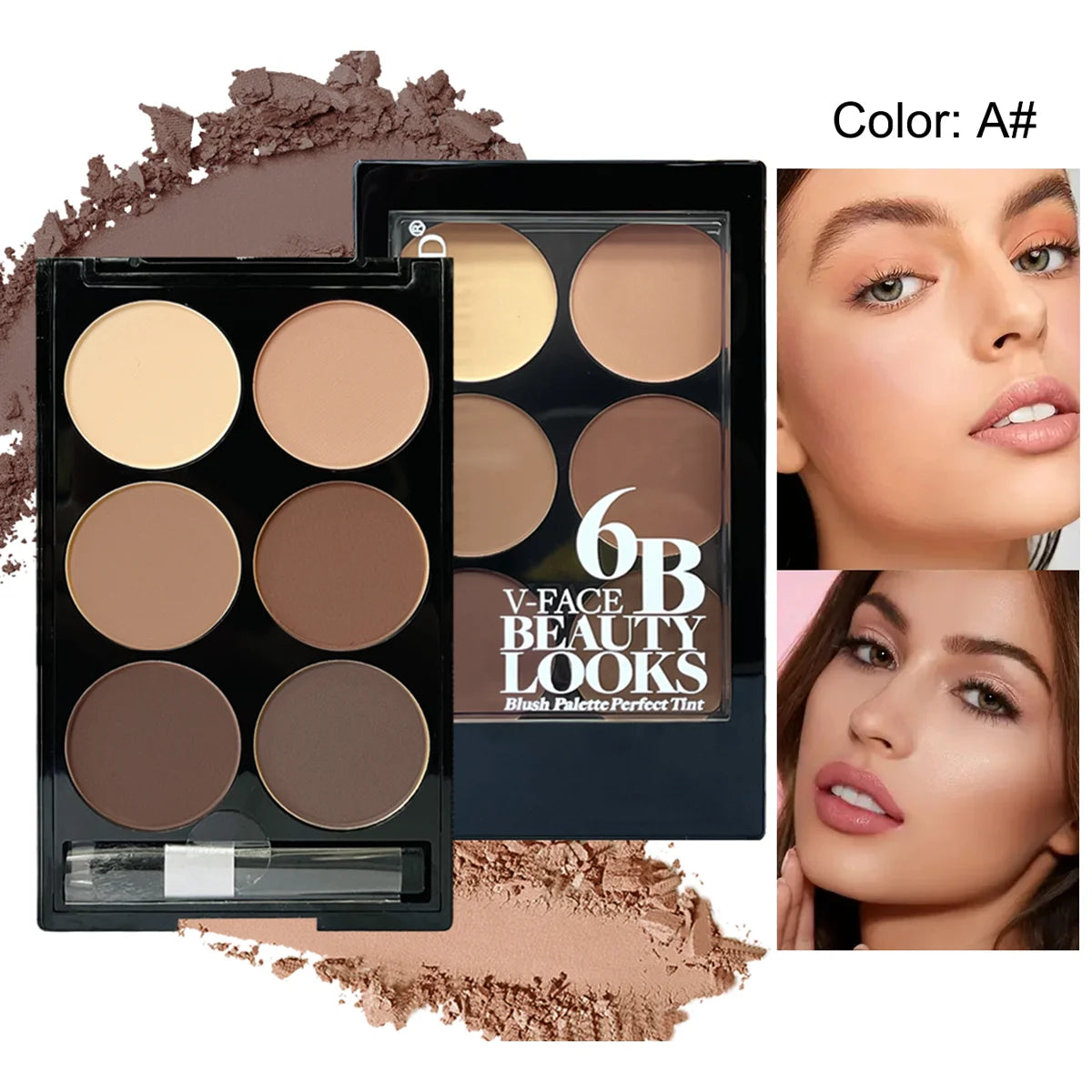 LuxuryGlow 6-Color Contour & Highlight Palette with Brush – Long-Lasting Face Sculpting Kit