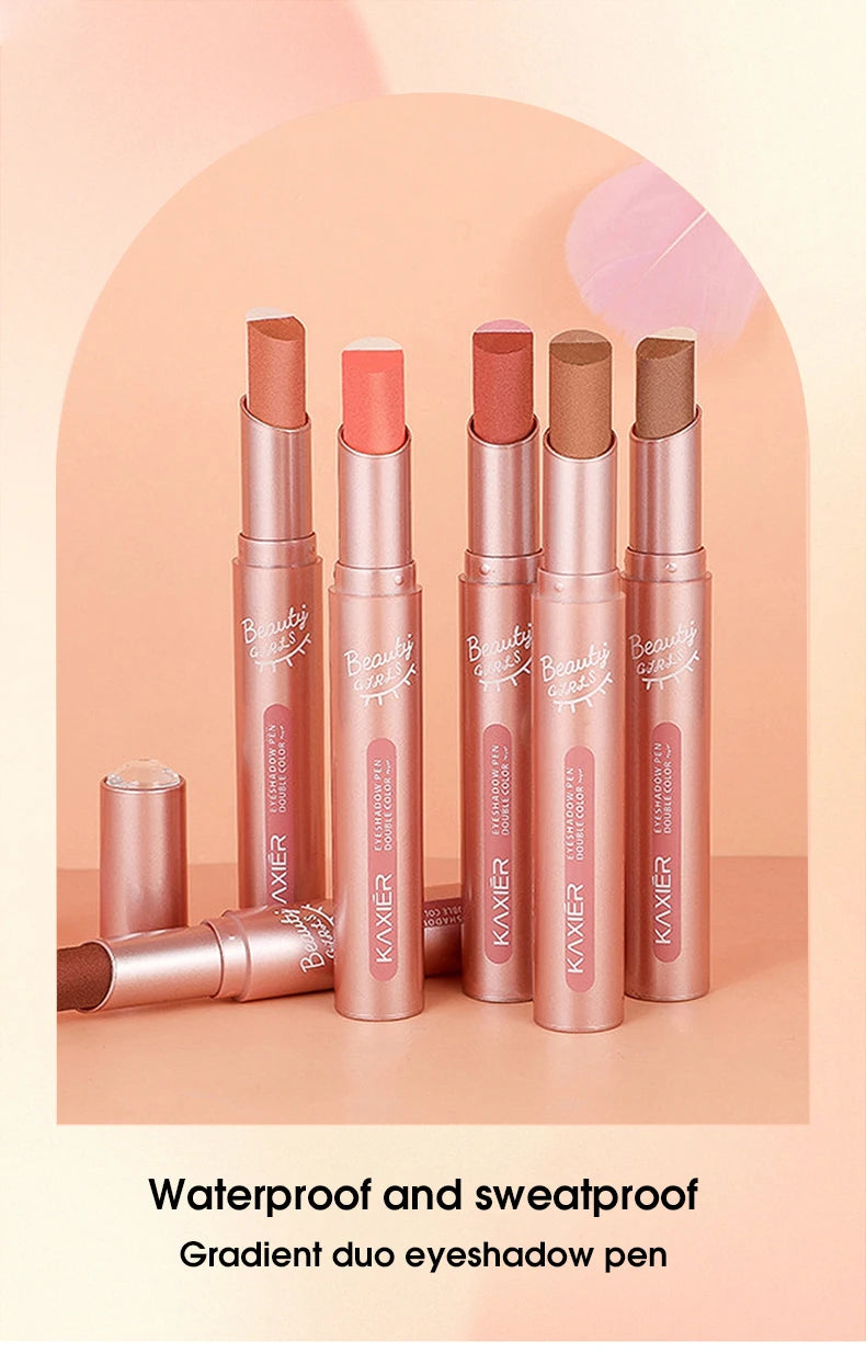 قلم ظلال العيون الفاخر ثنائي اللون المقاوم للماء من LuxuryGlow - يدوم طويلاً، بلمسة نهائية لامعة