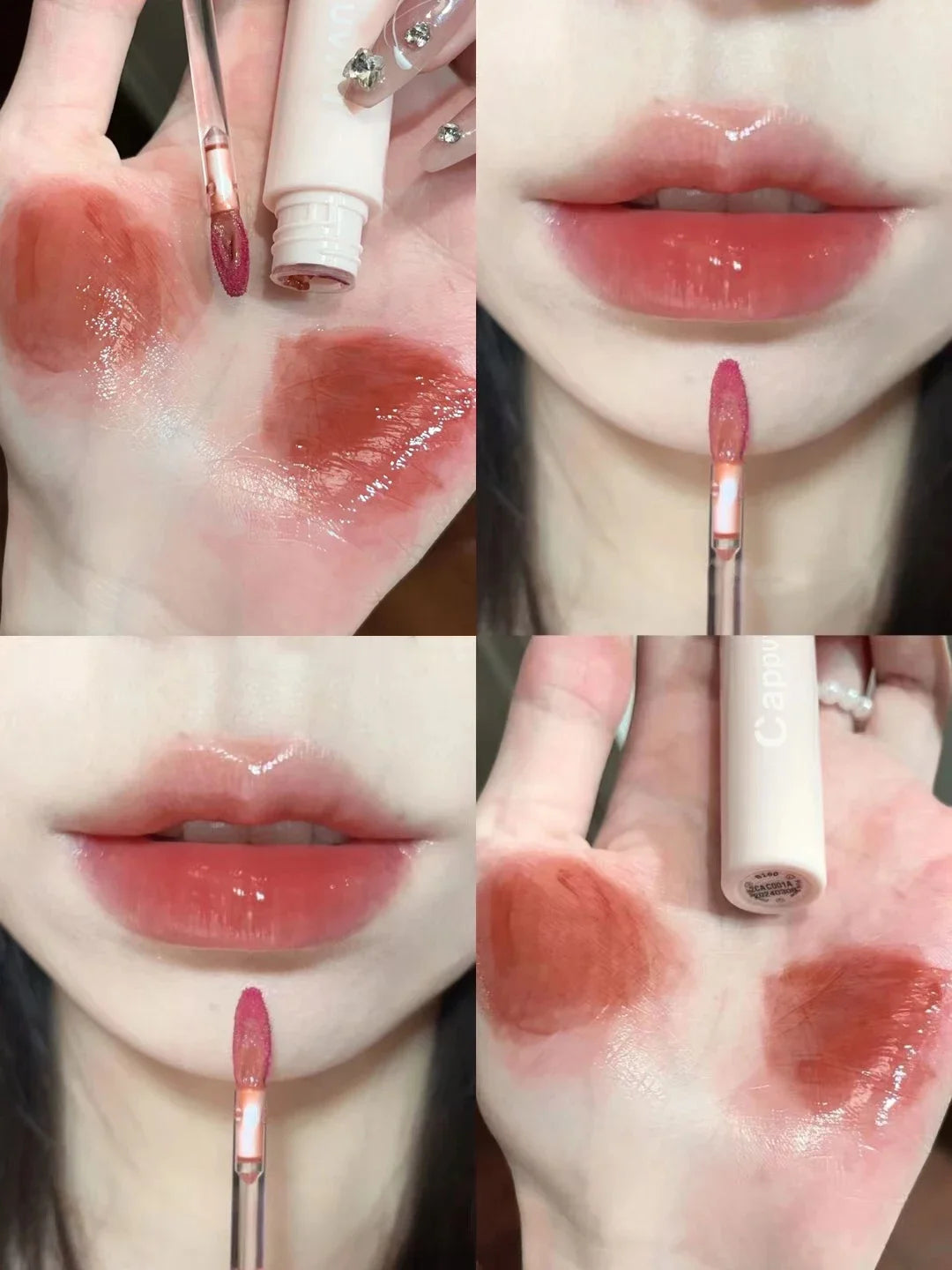 Brillo de labios con efecto espejo en rosa cereza LuxuryGlow: aceite labial hidratante con brillo de cristal
