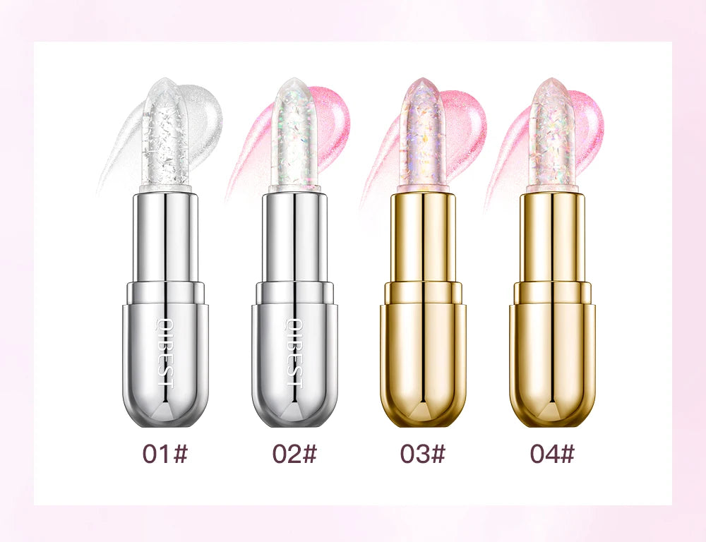 Lápiz labial con brillo que cambia de color QIBEST: bálsamo labial hidratante de gelatina cristalina con brillo y efecto voluminizador.