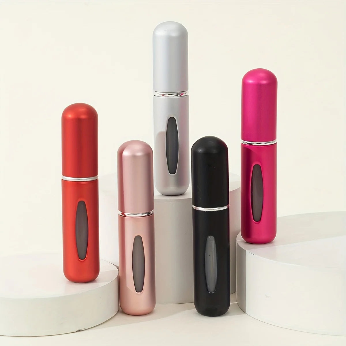 Botellas pulverizadoras de perfume portátiles LuxuryGlow (paquete de 5): atomizadores de viaje recargables para uso diario