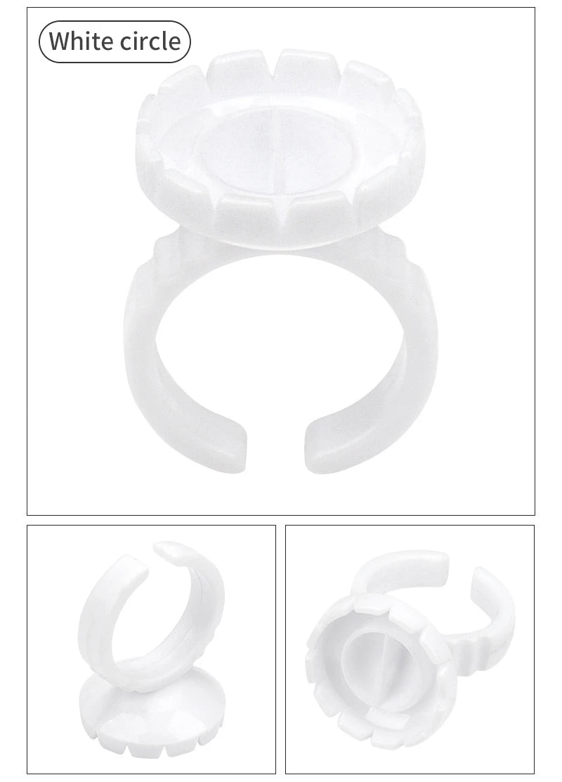 RPXBGUCKARHG 50/100PCS Disposable Eyelash Glue Ring Holders | Lash Extension Tool