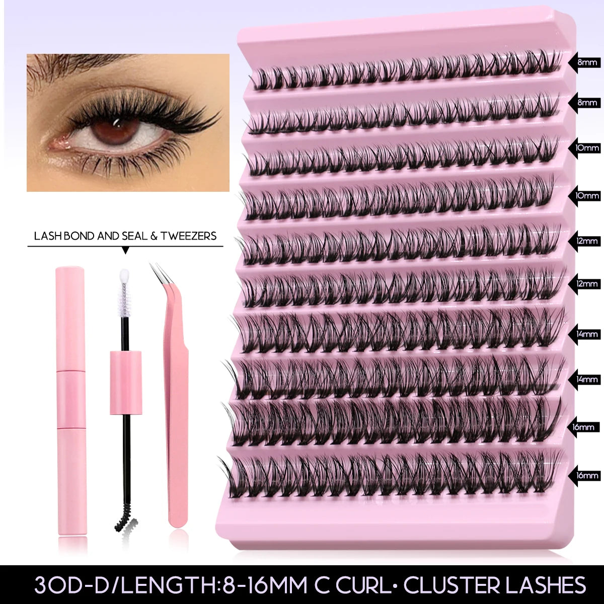 GROINNEYA DIY Lash Extension Kit – Individual Cluster Lashes with Glue & Remover (Natural Look)