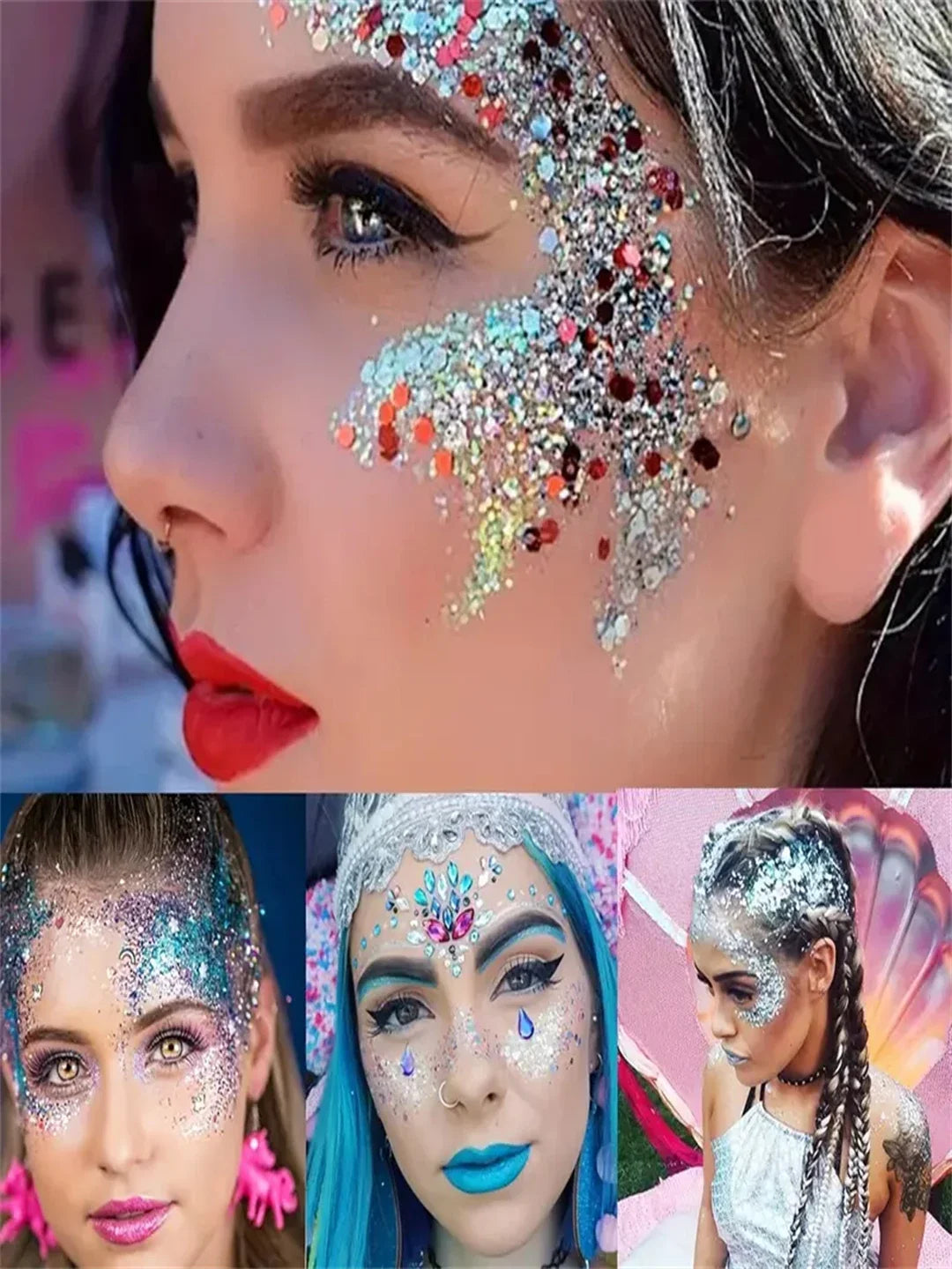 SAKSRAAR Mermaid Sequin Body Glitter Gel – Long-Lasting Sparkle for Festivals & Parties