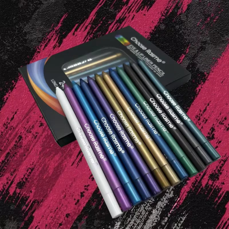 LuxuryGlow 12-Color Glitter & Shimmer Eyeshadow Eyeliner Stick Set – Smooth, Long-Wear Makeup Pens