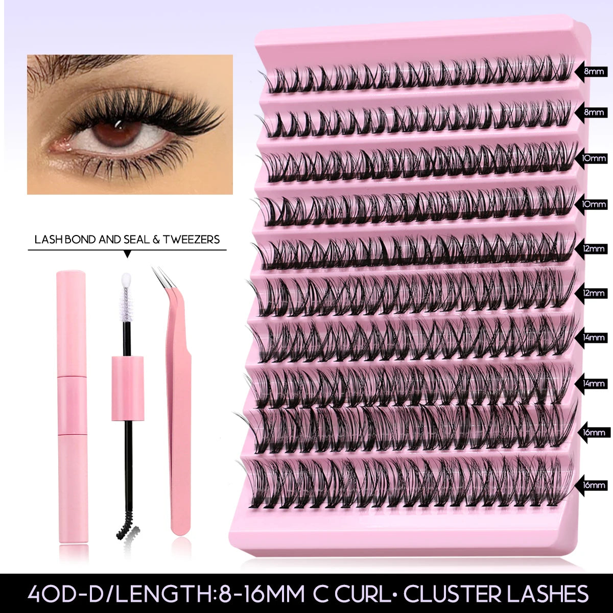 GROINNEYA DIY Lash Extension Kit – Individual Cluster Lashes with Glue & Remover (Natural Look)