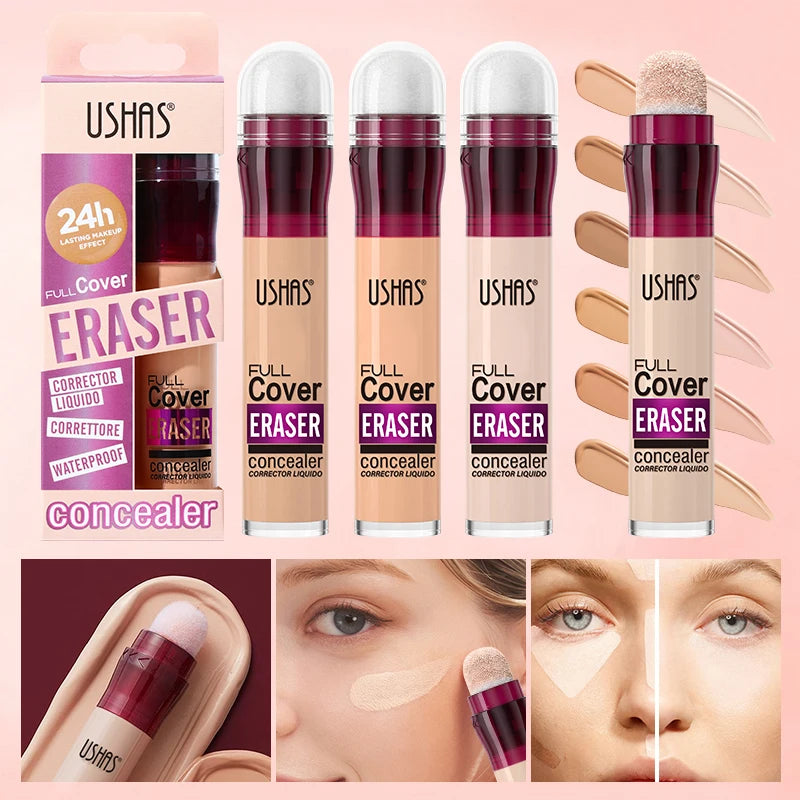 USHAS 12-Color Liquid Concealer with Rotating Sponge – Lightweight, Long-Lasting & Moisturizing Foundation