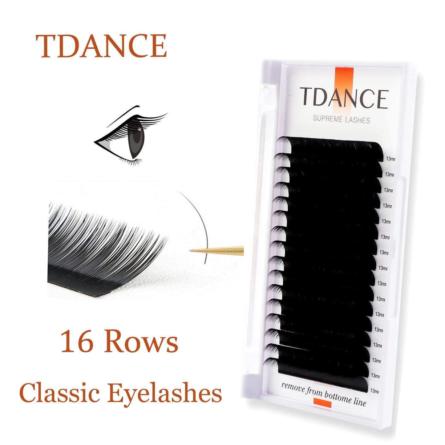 TDANCE Classic Individual Eyelash Extensions – 16 Rows Soft Faux Mink Lashes for Russian Volume C60