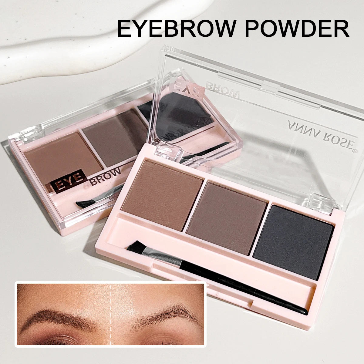 LuxuryGlow 3-Color Brow Powder Set with Brush — Long-Lasting, Natural, Easy-to-Wear Eyebrow Kit
