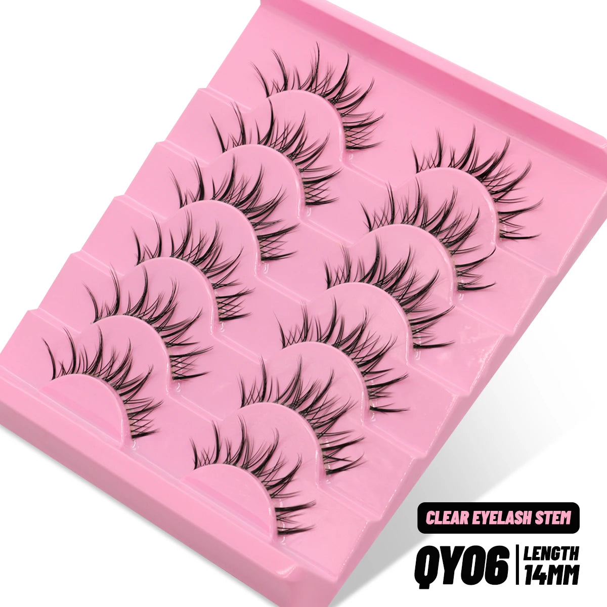 GROINNEYA Cat Eye Wispy Lashes – 5/6 Pairs Clear Band Natural 6D Eyelash Extensions