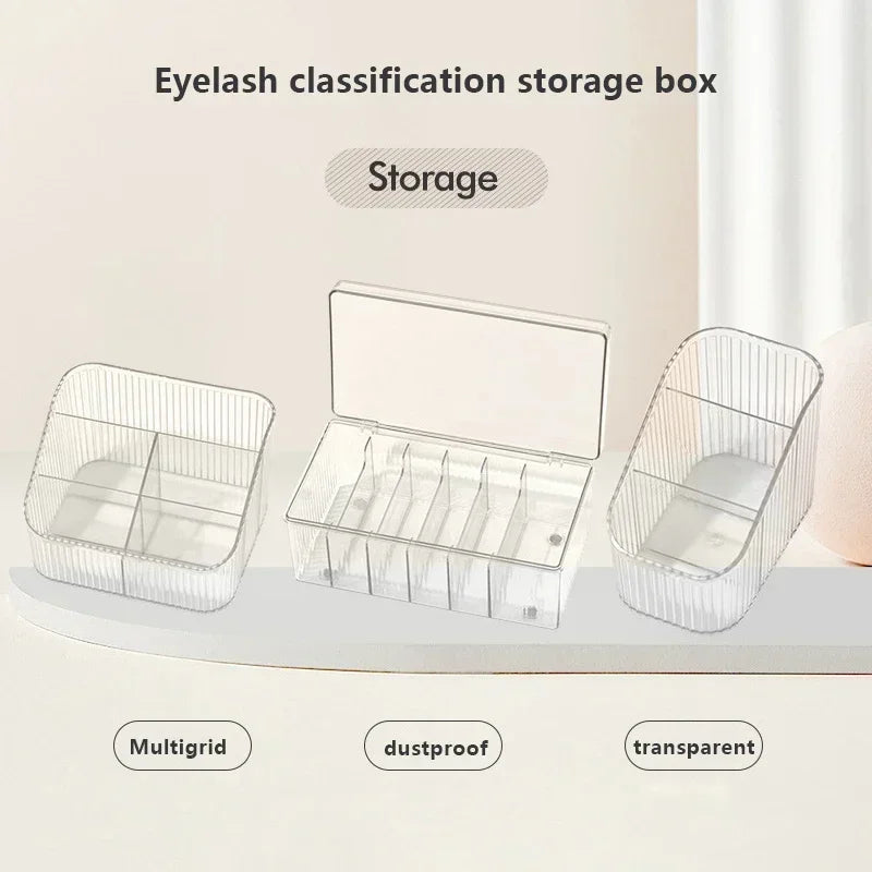 LuxuryGlow Acrylic Eyelash Extension Tool Organizer with Cover – Lash Glue & Tweezer Storage Box