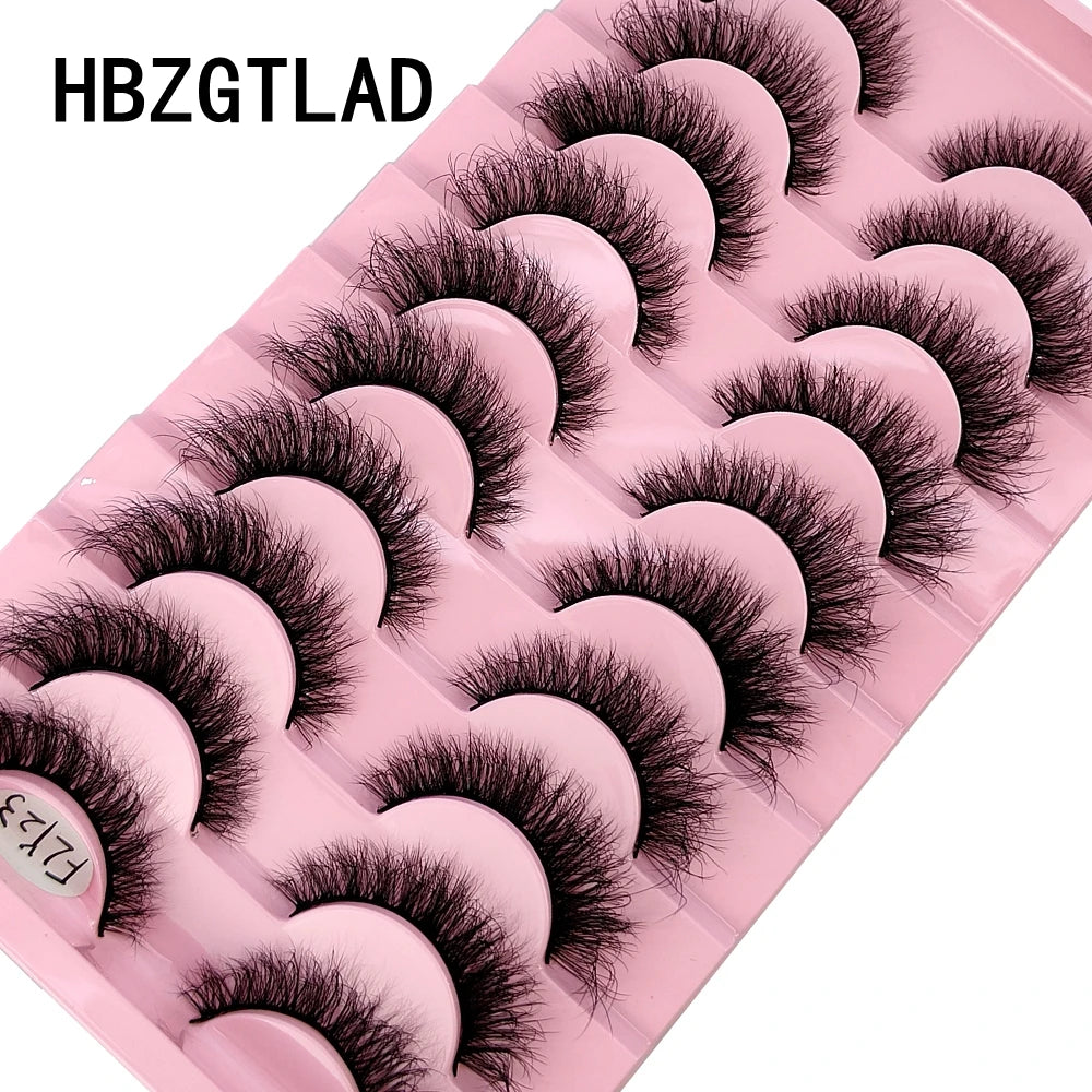 HBZGTLAD 10 pares de pestañas postizas de visón sintético: pestañas postizas rizadas 3D naturales y hechas a mano