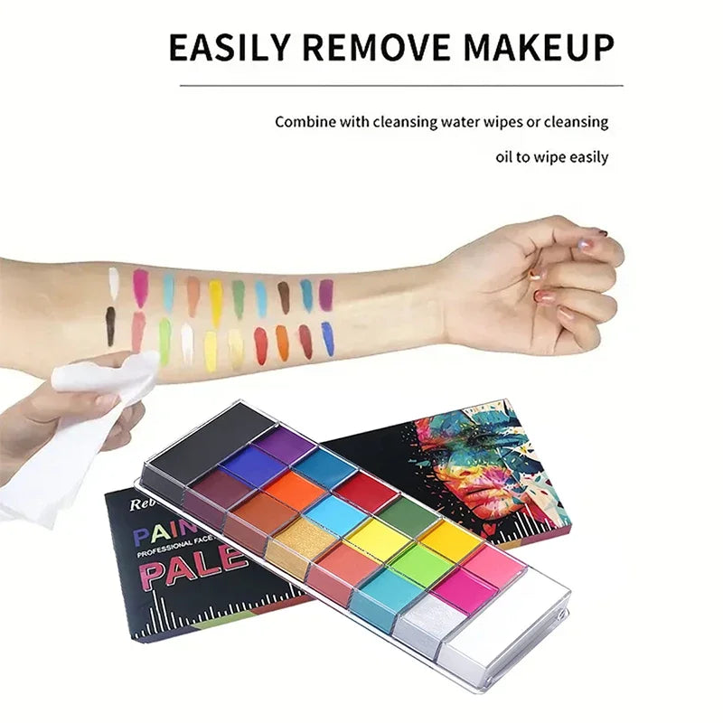 LuxuryGlow 20-Color Face & Body Oil Paint Set – Non-Toxic, Safe for Kids, Halloween & Cosplay Art Kit with Brush