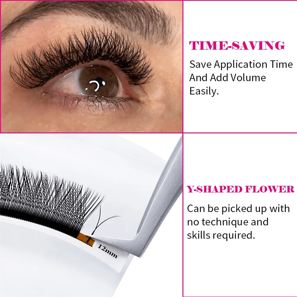 FADVAN YY Shape Premade Volume Lash Extensions – 2D Crisscross Faux Mink, C/D Curl (6–15mm)