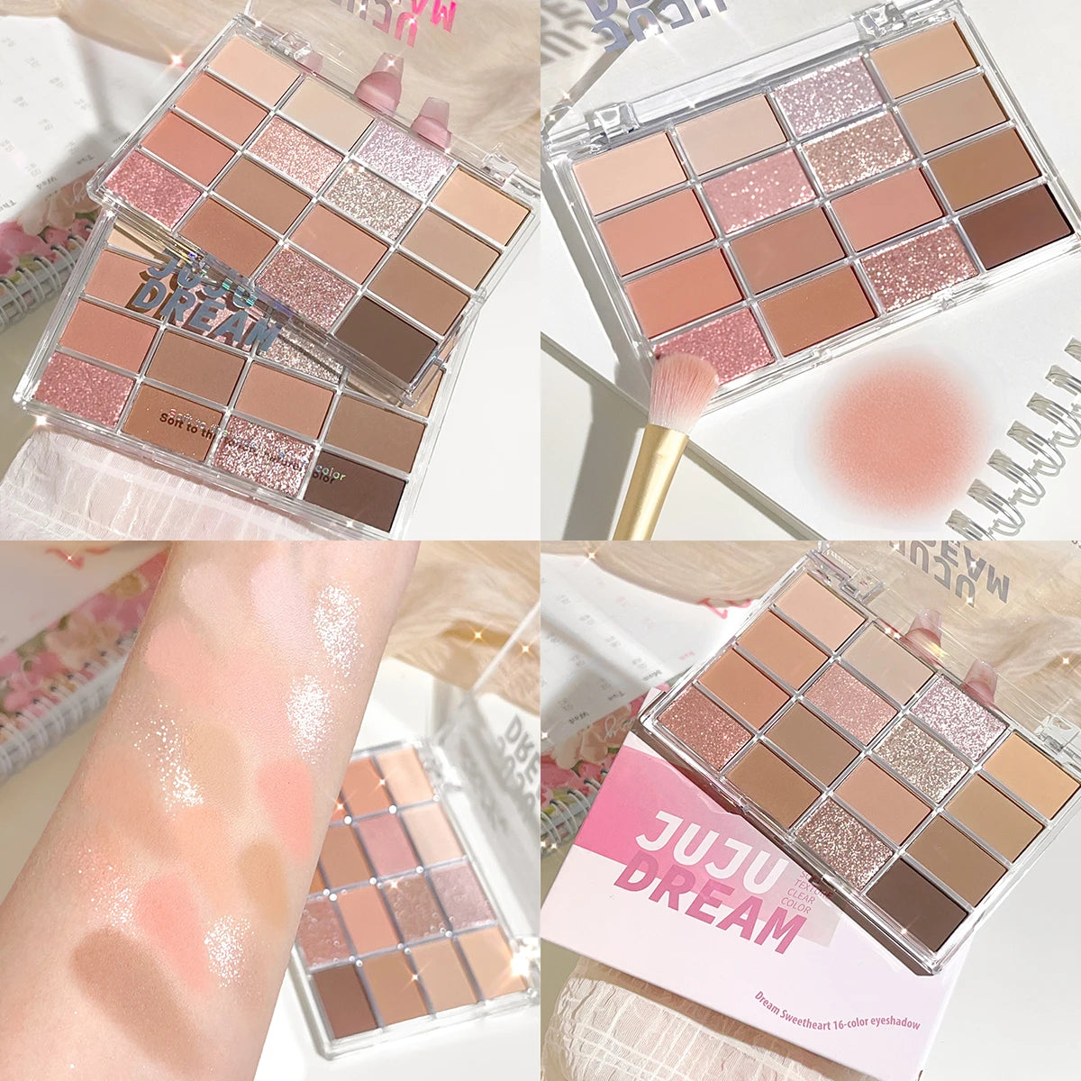 Luxury Glow 16-Color Eyeshadow Palette – Matte & Shimmer Earth Tones, Long-Lasting & Waterproof