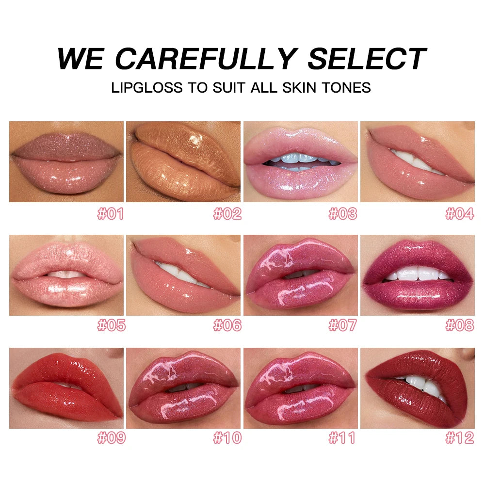 Set de brillo labial USHAS de 12 colores: brillo metálico e hidratación de larga duración