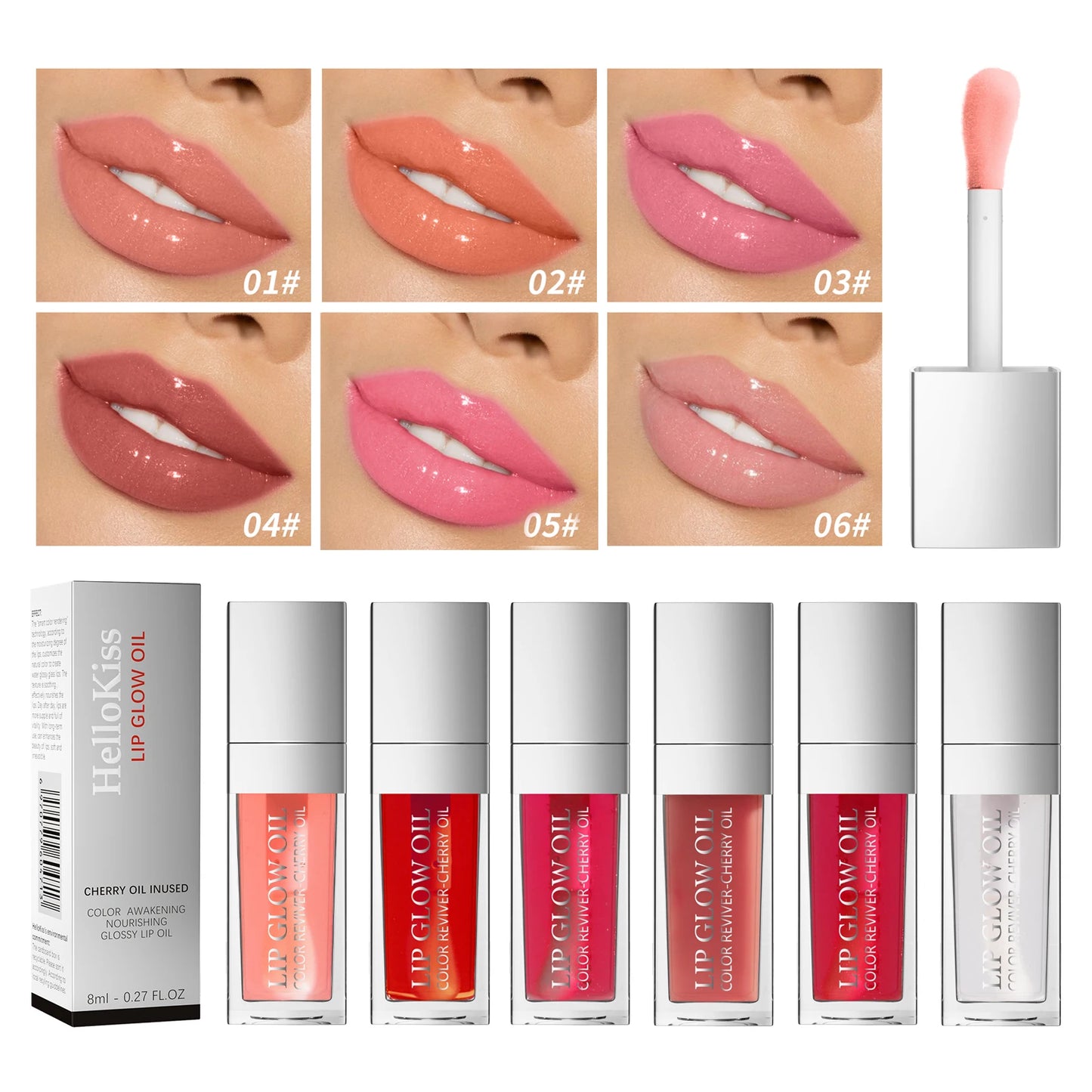 Aceite labial Hello Kiss Crystal Jelly | Brillo hidratante y voluminizador para labios hidratados