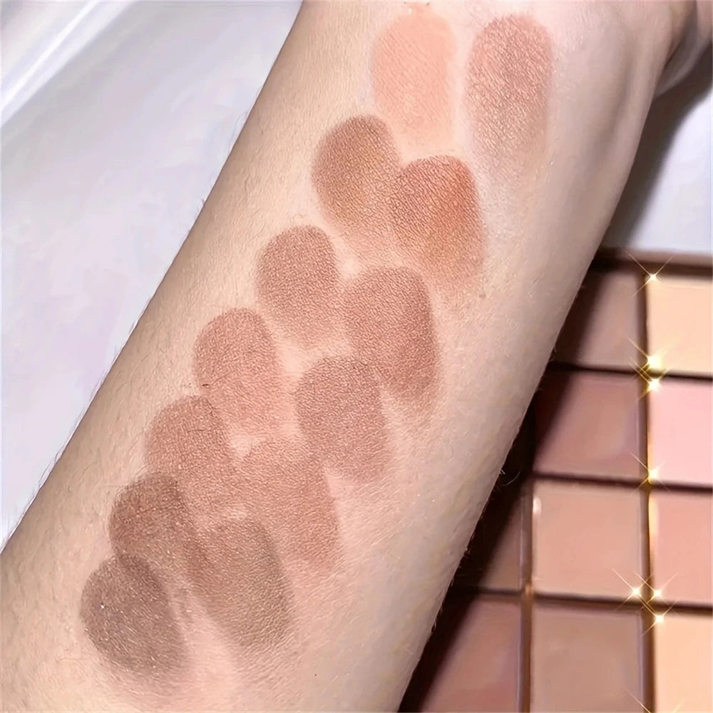 LuxuryGlow 25 Color Eyeshadow Palette – Neutral Gray, Brown & Earthy Tones