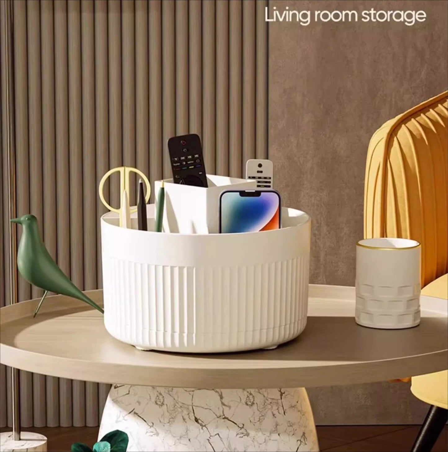 LuxuryGlow 360° Rotating Makeup Organizer Box — Desktop Cosmetic & Jewelry Holder