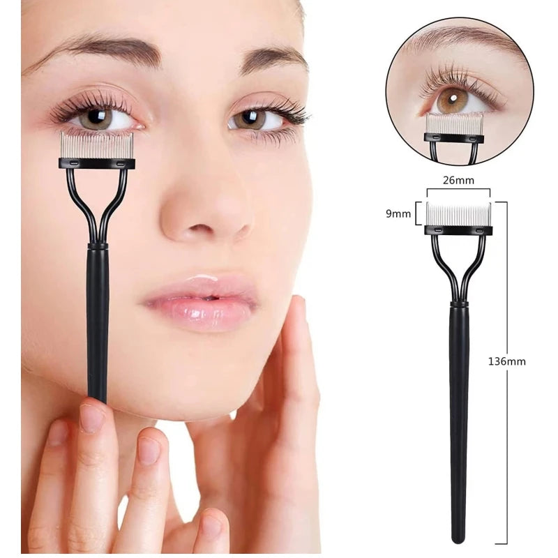 LuxuryGlow Stainless Steel Eyelash Separator & Curler | Metal Teeth Mascara Comb