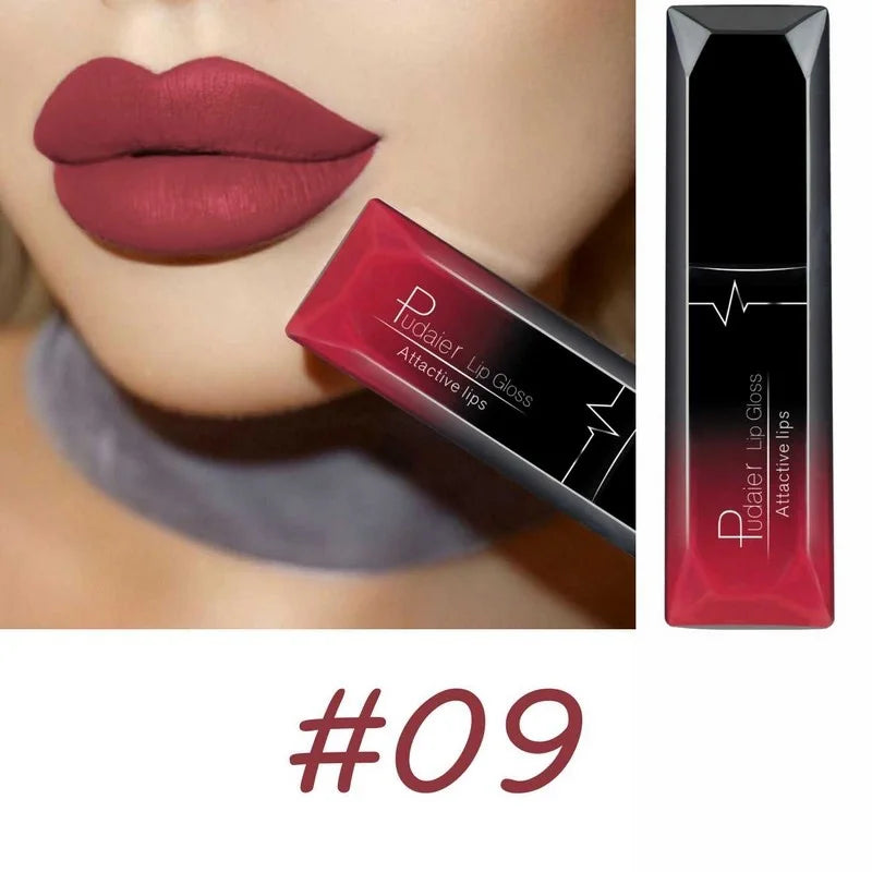 Lápiz labial líquido mate de larga duración LuxuryGlow de 17 colores: crema labial resistente a las manchas