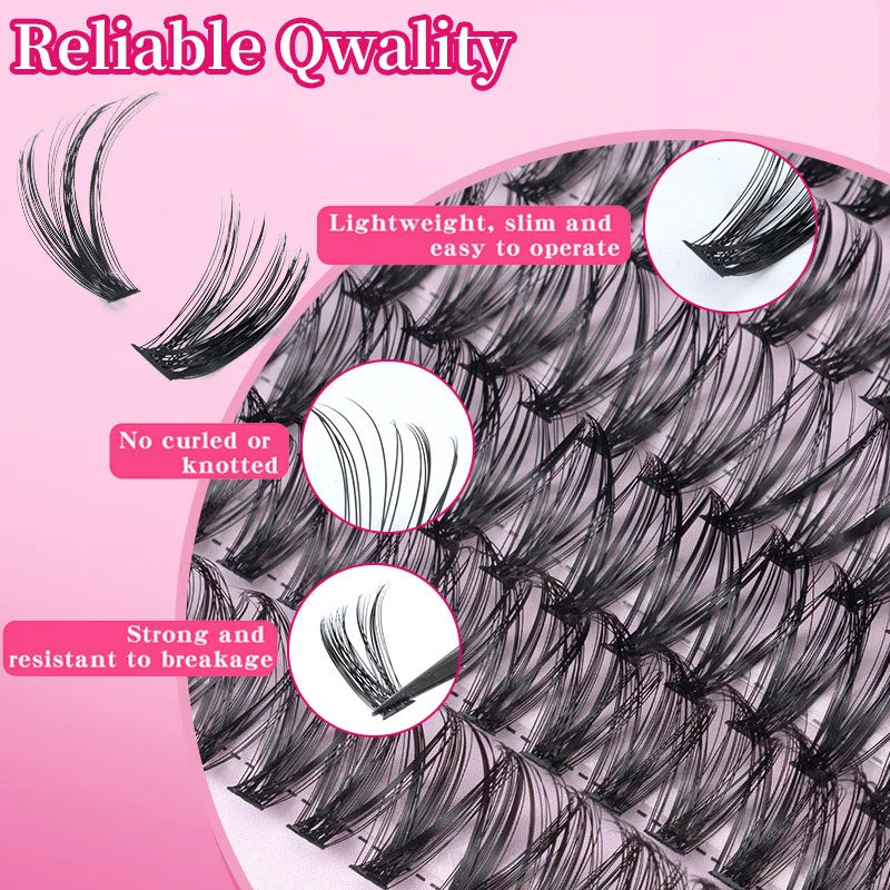 مجموعة رموش MIAOJIE D Curl من 640 قطعة - رموش صناعية فردية بطول 9-16 مم