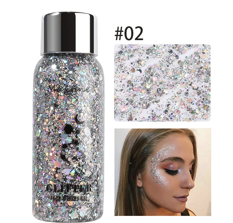 MAXFINE Full Body Glitter Gel – Long-Lasting Eye, Hair & Body Sparkle