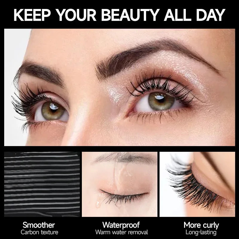 USHAS 4D Ultra Long Lasting Waterproof Mascara – Fiber Lash Extension with 360° Spiral Brush