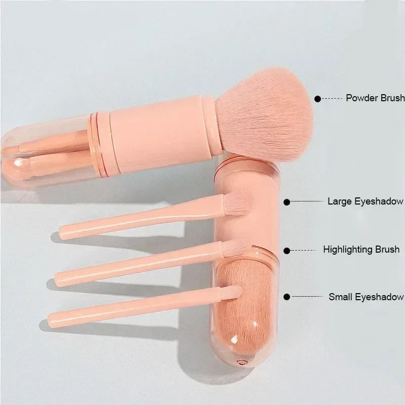 RUZOFO 4PCS 4-in-1 Telescopic Travel Makeup Brush Set – Compact & Portable
