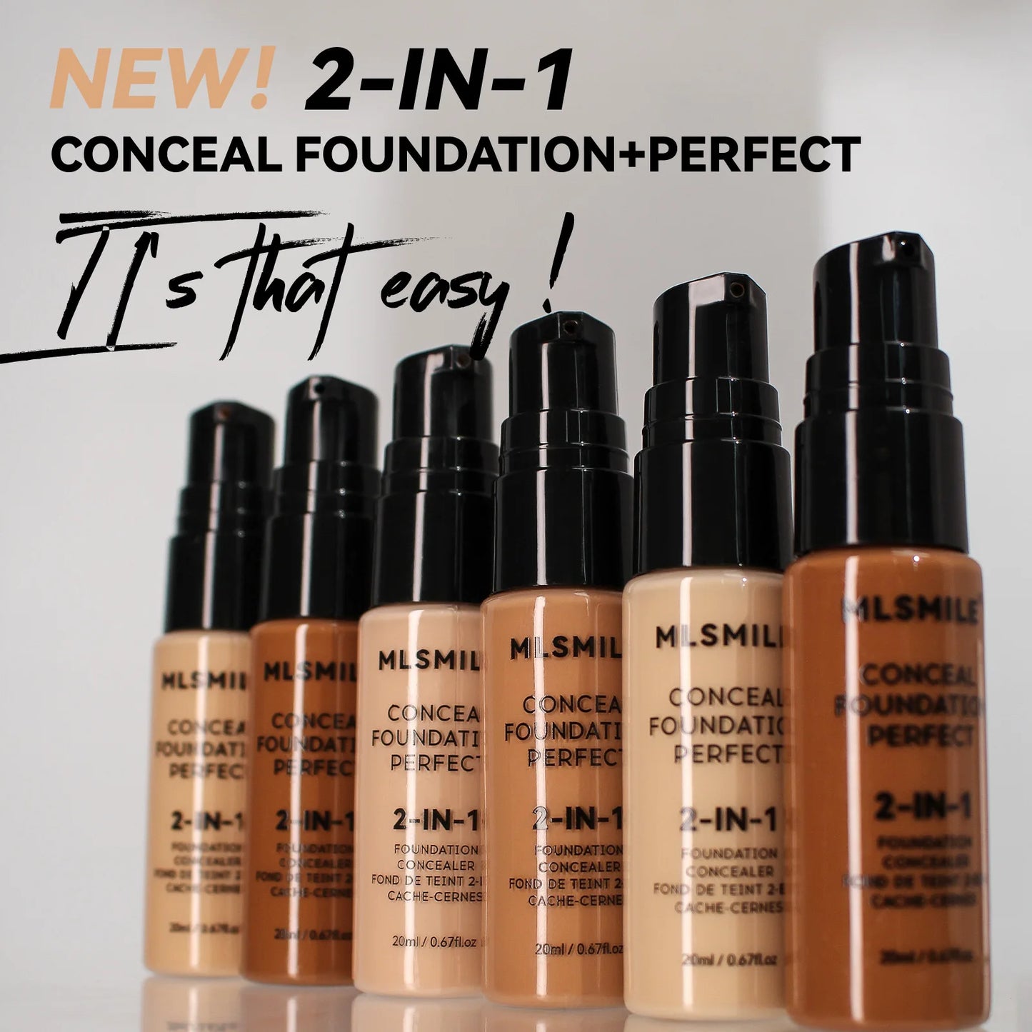 Base de maquillaje en polvo de 6 colores MLSMILE: resistente al agua, de larga duración y con control de grasa.