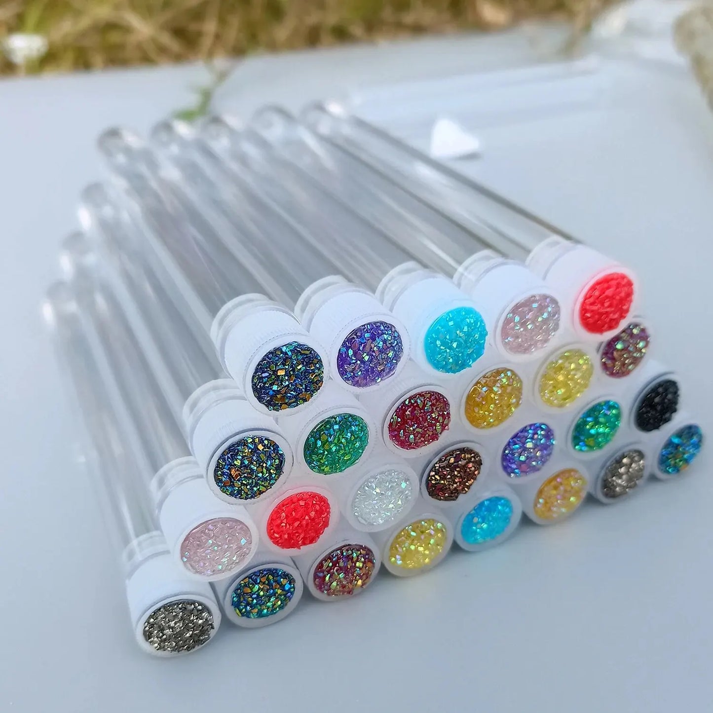 FOEONCO 50Pcs Reusable Diamond Eyebrow & Eyelash Brushes with Replaceable Heads